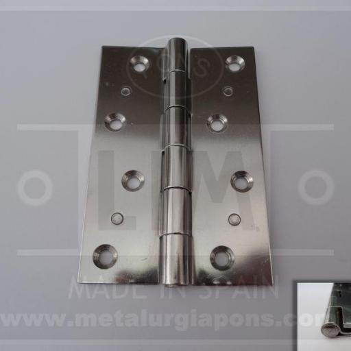 Bisagra de acero inoxidable AISI-304 de doble hoja 120 x 80 x 3,0 mm Pons Lim [1]