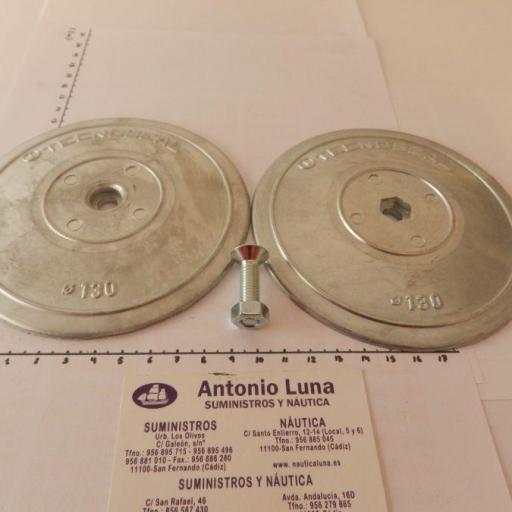 Ánodo de zinc (para timón) disco doble 130 mm Tecnoseal [2]