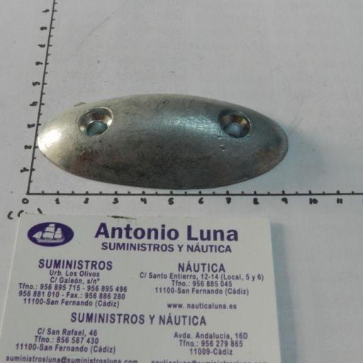 Ánodo de zinc (para flaps) oval de 93 mm x 40 mm Tecnoseal