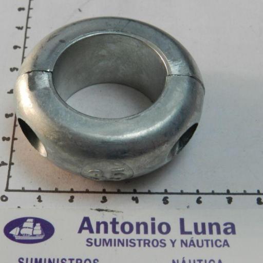 Ánodo de zinc para eje collar plano 35 mm Tecnoseal