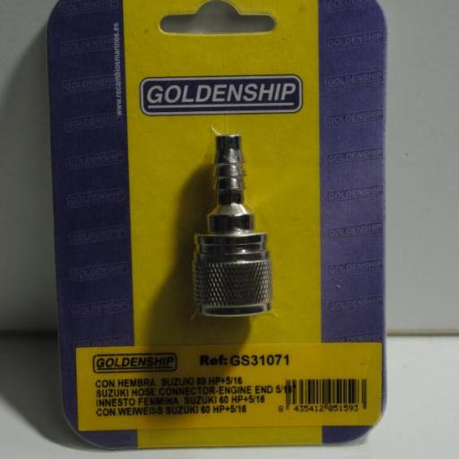 Conector combustible hembra (equivalente Suzuki 65750-95500) con salida manguera 5/16" Goldenship [1]