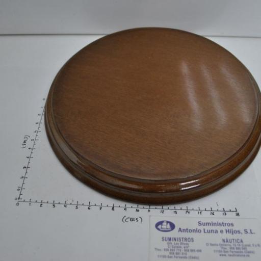 Peana redonda de madera barnizada de 22 cm de diámetro