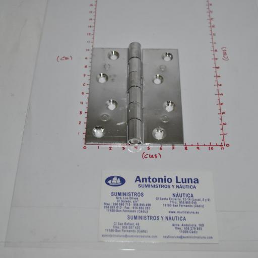 Bisagra de acero inoxidable AISI-304 de doble hoja 100 x 80 x 3 mm ref.146/234 Pons Lim 