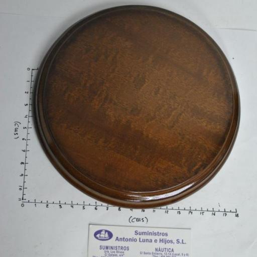 Peana redonda de madera barnizada de 18 cm