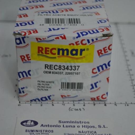 Filtro de aceite (equivalente 834337 Volvo) RecMar [7]