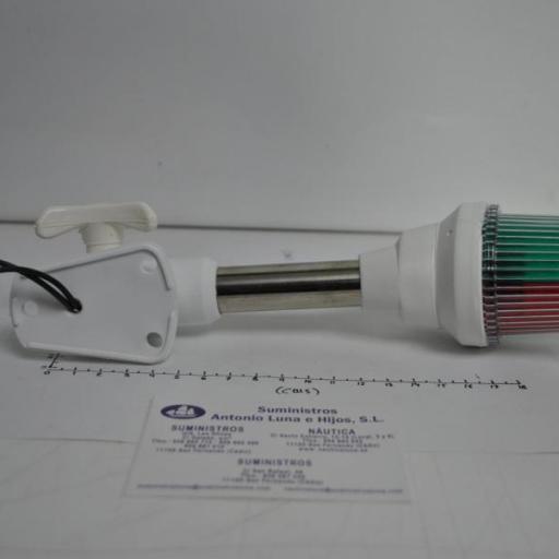 Luz de navegación tricolor (para embarcaciones de vela de hasta 20 mt) abatible de 23 cm Lalizas [1]