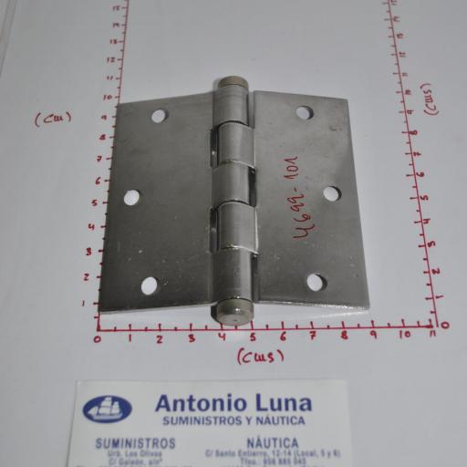 Bisagra fija de acero inoxidable-304 satinada de 89 x 89 x 2,5mm mod.133/174 Pons Lim [2]