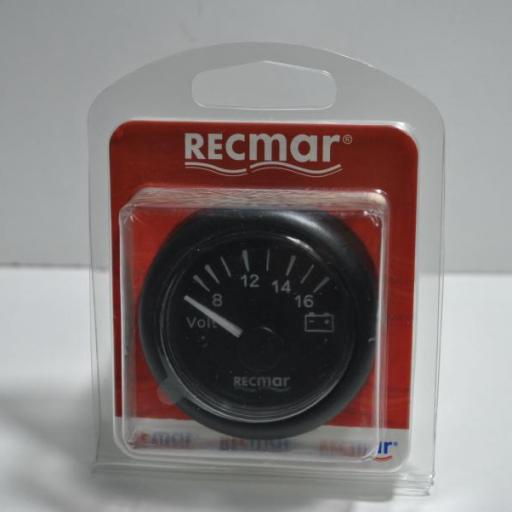 Voltímetro analógico 8-16V negro 51 mm RecMar [1]
