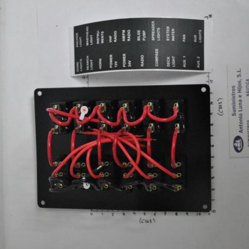 Panel eléctrico de 12V de 6 interruptores con luz y magnetotérmicos AAA [7]