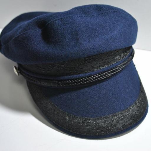 Gorra de capitán azul marino de lana