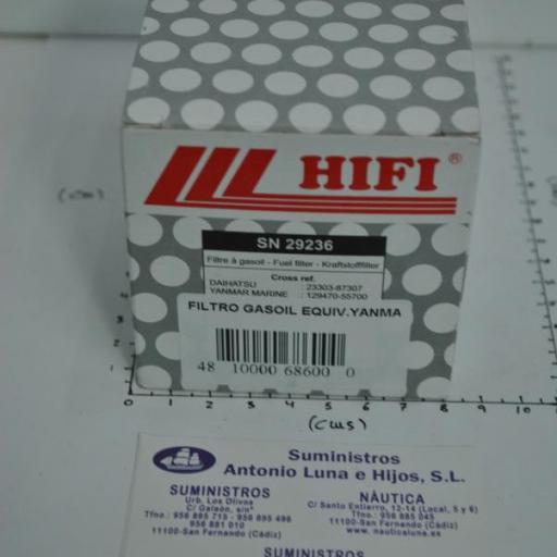Filtro de gasoil (equivalente 129470-55703 Yanmar) Hifi [6]