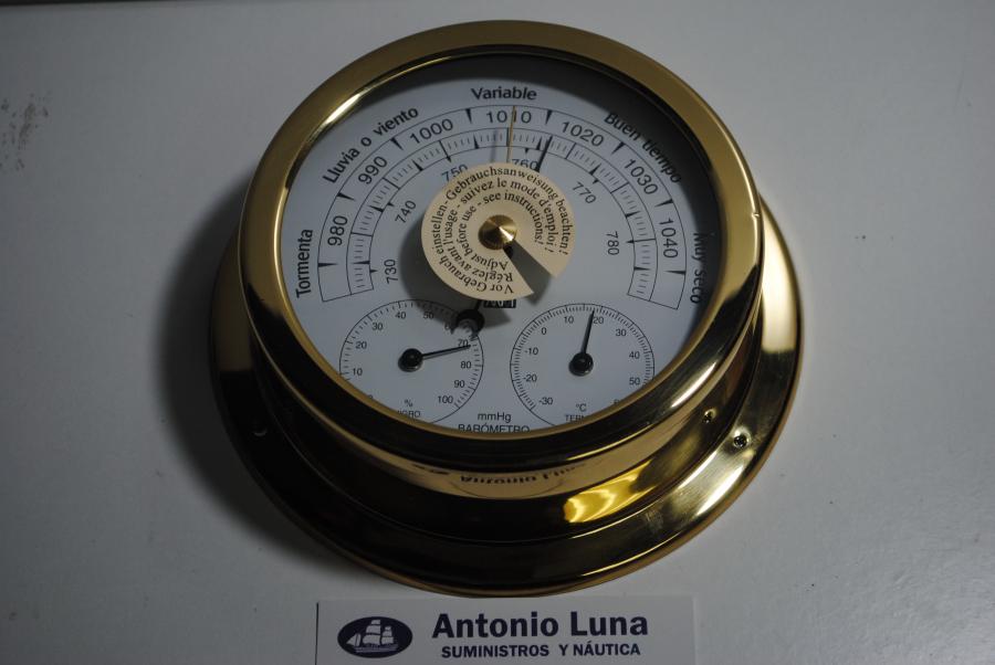 Barómetro, termómetro e higrómetro 150/120 de latón pulido.