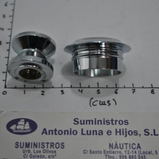 Roseta y botón de latón cromado para paneles de 16 mm [4]