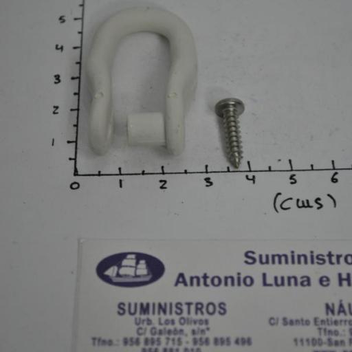 Grillete de nylon blanco de 51mm con tornillo