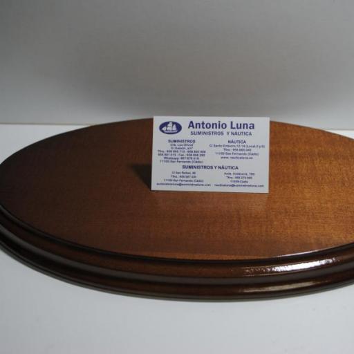 Peana ovalada de madera barnizada de 35 x 21 cm