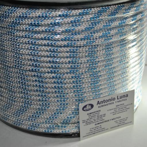 Trenzado de nylon (driza) blanca/azul