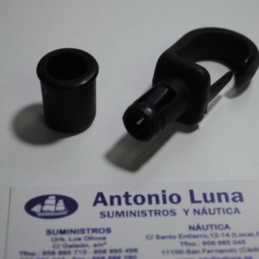 Mosquetón de nylon negro para cabo elástico de 8 mm