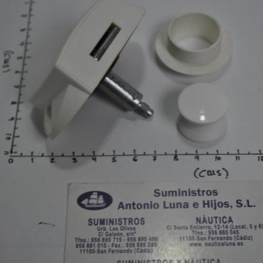Cerrojo-pulsador blanco de nylon y aluminio para puerta de 13 mm de grosor