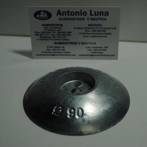 Ánodo de zinc para timones tipo disco simple de 90 mm Tecnoseal [0]