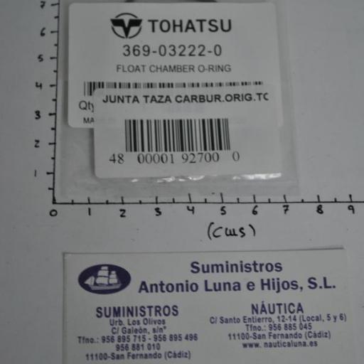 Junta (aro tórico) de la taza del carburador 369-03222-0 original Tohatsu [5]