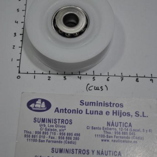 Roldana blanca de diámetro 57 mm con rodamientos inoxidables para cabo de 12 mm Viadana [3]