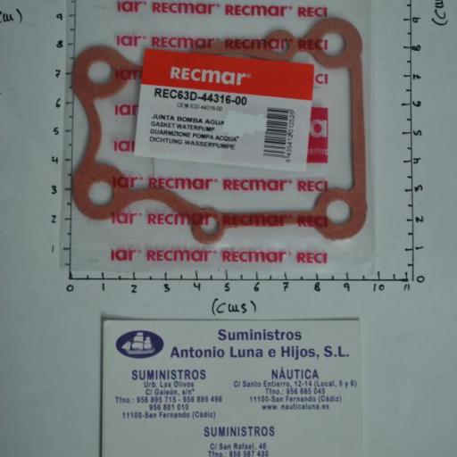 Junta de la bomba de agua (equivalente 63D-44316-00 Yamaha) RecMar [6]