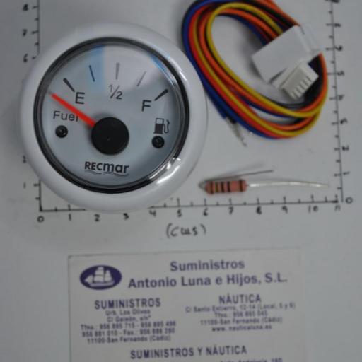 Reloj indicador blanco del nivel de combustible (0-190 Ohm) en el depósito RecMar