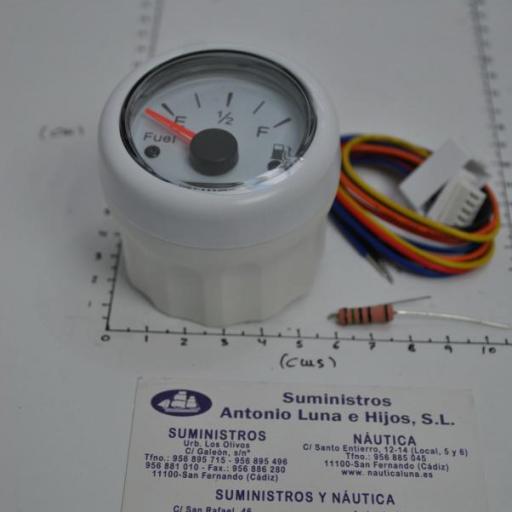 Reloj indicador blanco del nivel de combustible (0-190 Ohm) en el depósito RecMar [1]