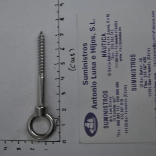 Cáncamo ojo con rosca para madera de acero inoxidable AISI-316 [5]