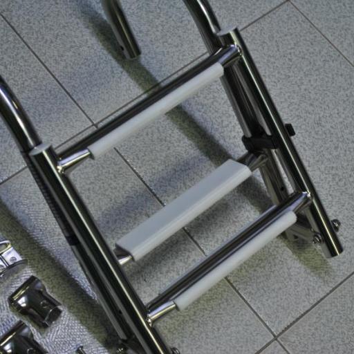 Escalera de 3 peldaños plegable de 670 mm de acero inoxidable 316 [4]