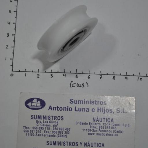 Roldana blanca de diámetro 45 mm con rodamientos inoxidables para cabo de 10 mm Viadana [2]