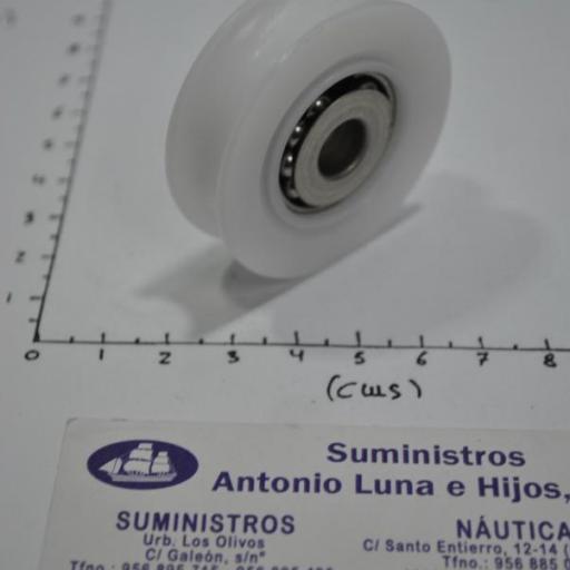 Roldana blanca de diámetro 45 mm con rodamientos inoxidables para cabo de 10 mm Viadana [3]