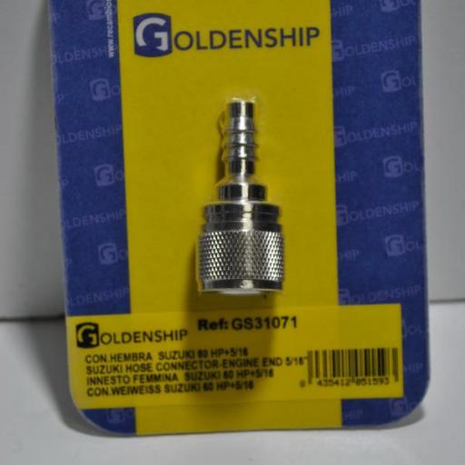 Conector combustible hembra (equivalente Suzuki 65750-95500) con salida manguera 5/16" Goldenship [3]