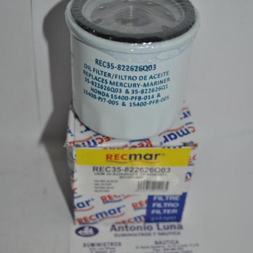 Filtro de aceite RecMar (equivalente) Mercury 35-822626Q03 [1]