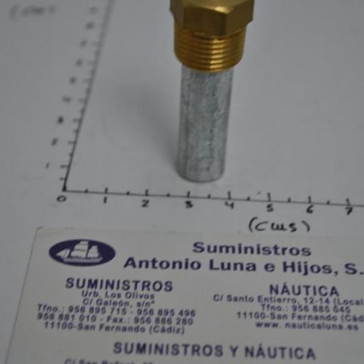 Ánodo de zinc con tapón de latón (equivalente 119574-44150 Yanmar) Zineti [6]
