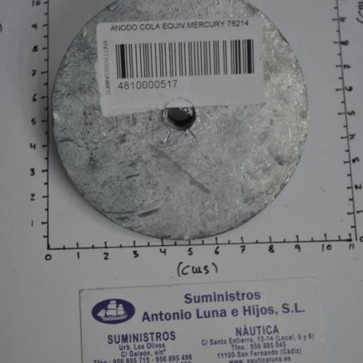 Ánodo de zinc (equivalente 76214Q5 Mercury) Canada Metal-Martyr Anodes [7]