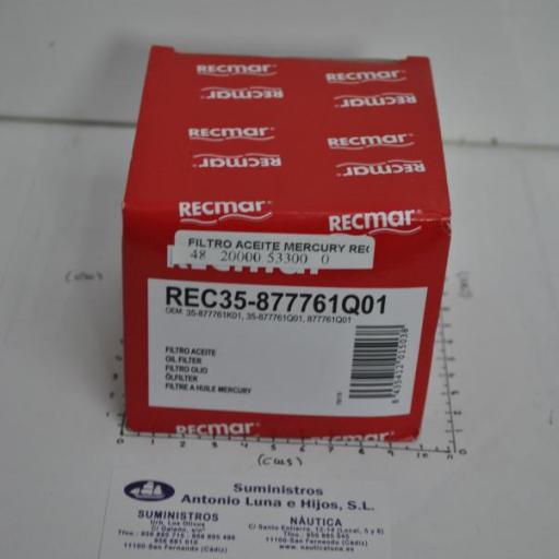 Filtro de aceite RecMar (equivalente) Mercury 35-877761Q01 [7]
