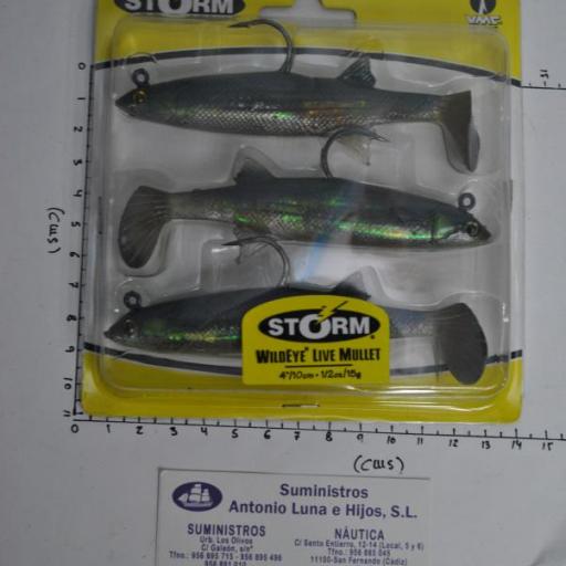 Pack de 3 ud señuelos de vinilo Wildeye Live Mullet 04 Storm