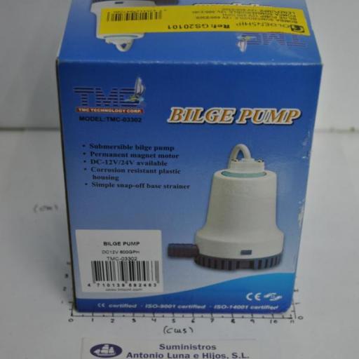 Bomba de achique sumergible 12V 600GPH (2.268 litros/hora) TMC [7]