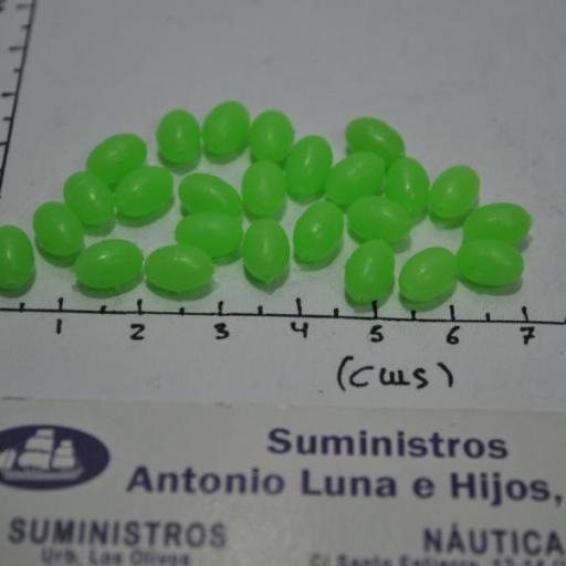 Bolitas duras ovaladas perforadas fosforescentes para bajos de línea Kali [1]