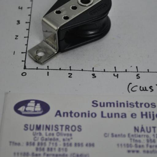 Polea simple plana con rodamientos para cabo de 6 mm Viadana.