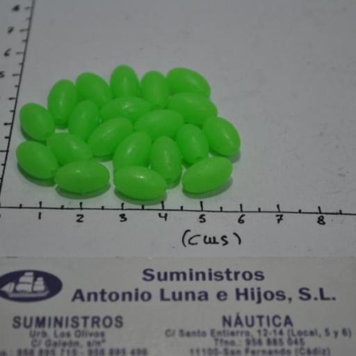 Bolitas duras ovaladas perforadas fosforescentes para bajos de línea Kali [5]