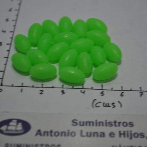 Bolitas duras ovaladas perforadas fosforescentes para bajos de línea Kali [6]
