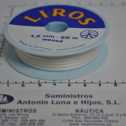 Bobina de hilo encerado de 1,5 mm x 20 mt blanco Liros [1]