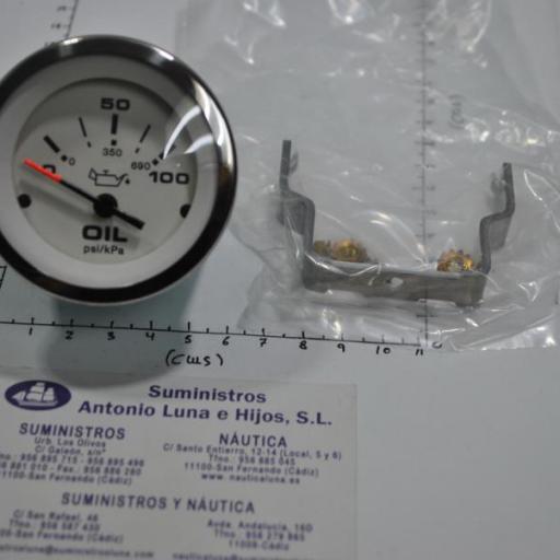 Reloj indicador blanco de la presión de aceite 0-100 psi de 12V Veethree [1]