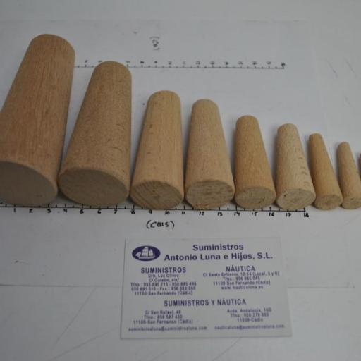 Juego de 10 espiches cónicos de madera (desde 5x12x35 hasta 31x44x113) [1]