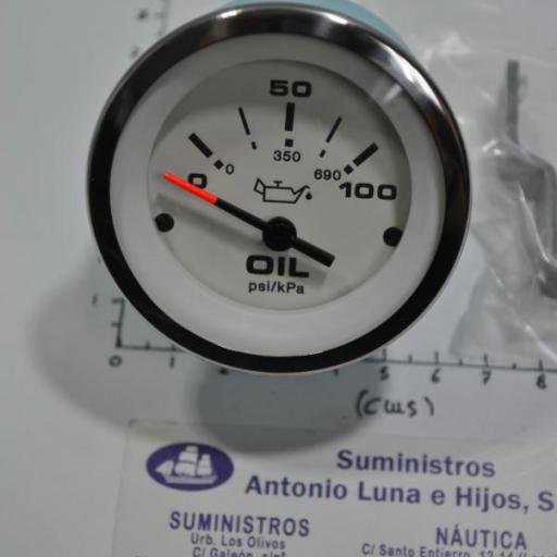 Reloj indicador blanco de la presión de aceite 0-100 psi de 12V Veethree [2]