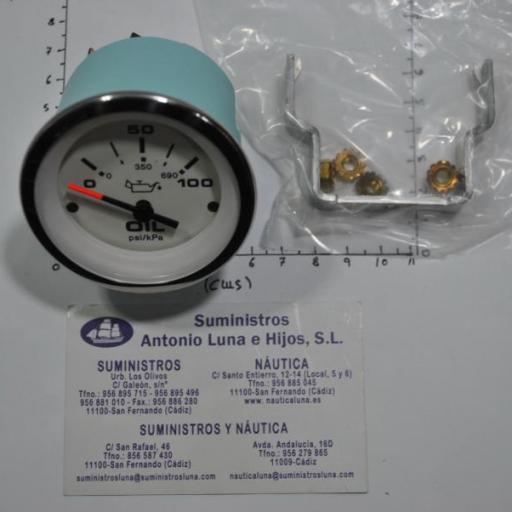 Reloj indicador blanco de la presión de aceite 0-100 psi de 12V Veethree [3]