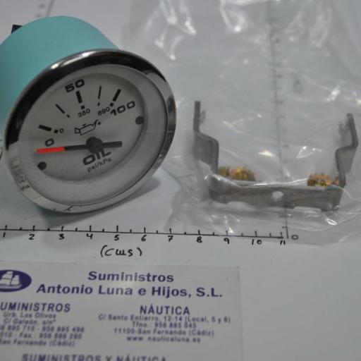 Reloj indicador blanco de la presión de aceite 0-100 psi de 12V Veethree