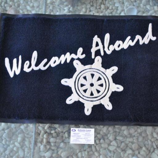 Alfombra "Welcome Aboard" azul marina Seachoice